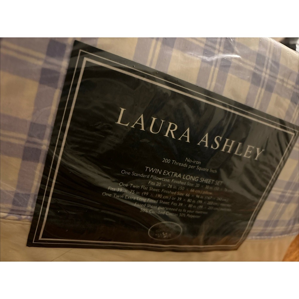 NWT Vintage Laura Ashley Extra Long 3 Piece Twin Sheet Set In Quartet